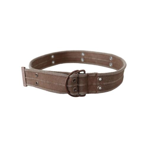 DOLCE & GABBANA Brown Leather Canvas Belt with Round Buckle 100 cm Women - Main Image
