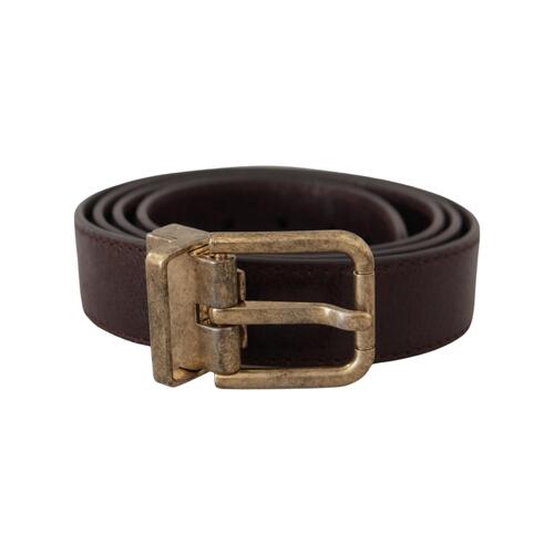 Dolce & Gabbana Men's Brown Calf Leather Vintage Logo Metal Buckle Belt - 95 cm - Main Image