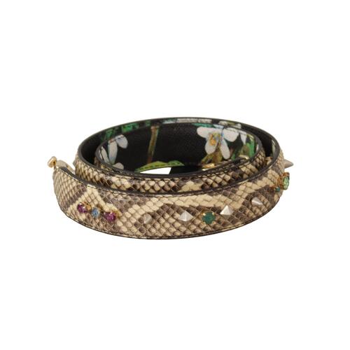 Dolce & Gabbana Women's Beige Exotic Leather Crystals Reversible Shoulder Strap - One Size - Main Image