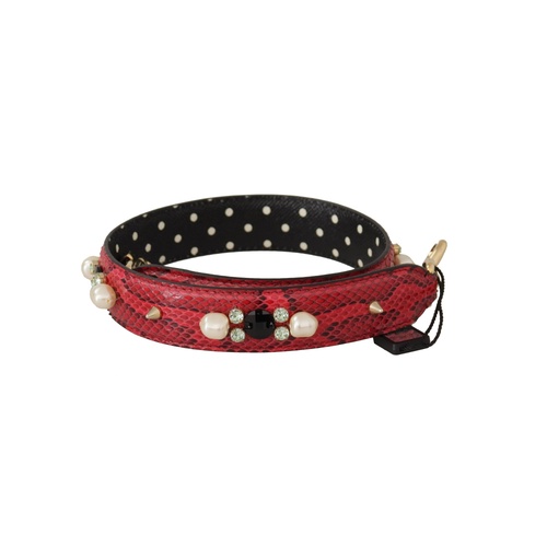 Dolce & Gabbana Women's Red Python Leather Crystals Reversible Shoulder Strap - One Size - Main Image