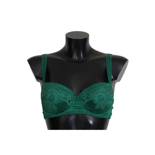 Green Floral Lace Silk Stretch Balconcino Bra by Dolce & Gabbana 3 IT Women - Main Image
