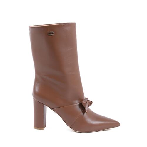 Pointed Toe Bow Boot with Gold Logo Detail - 40 EU - Main Image
