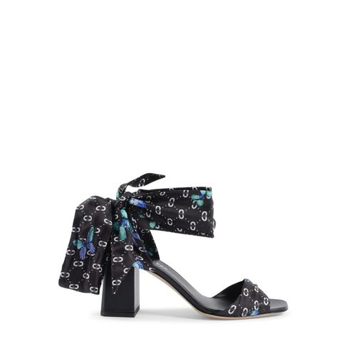 Silk Printed Heeled Sandal - 39.5 EU - Main Image