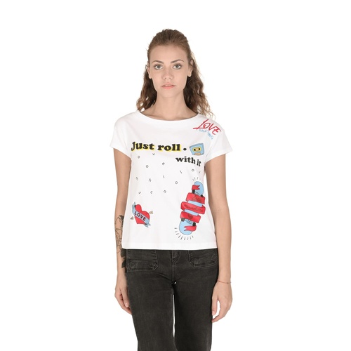 Love Moschino Just Roll With It Graphic Print T-Shirt for Women - 40 IT - Main Image