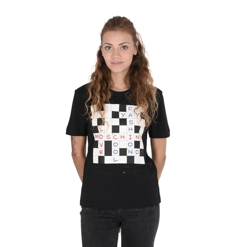 Love Moschino Crossword T-Shirt for Women - Black - 40 IT - Main Image