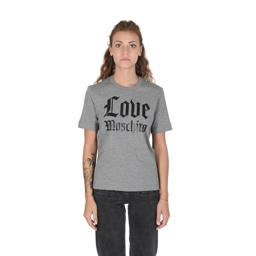 Love Moschino Women's Grey T-Shirt with Gothic Logo - 38 IT - Main Image
