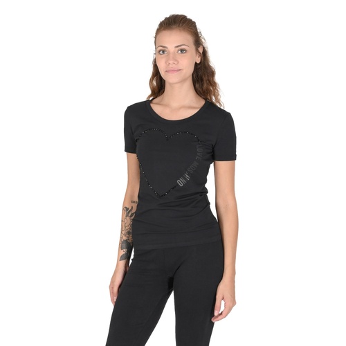 Love Moschino Women's Heart Embellished T-Shirt - Black - 40 IT - Main Image