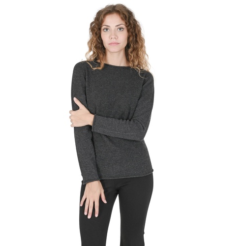 Crown of Edinburgh Cashmere Women's Premium Cashmere Boatneck Sweater in Dark gray - S - Main Image