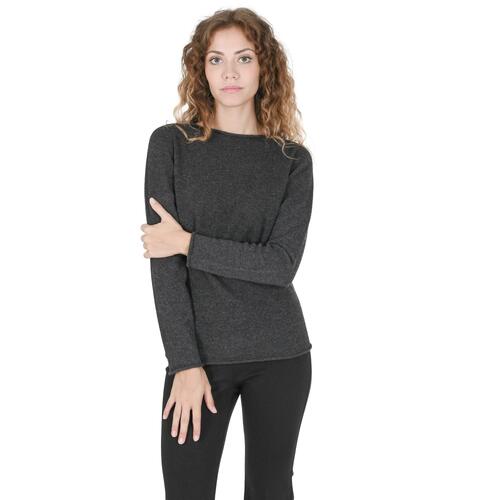 Crown of Edinburgh Cashmere Women's Premium Cashmere Boatneck Sweater in Dark gray - M - Main Image