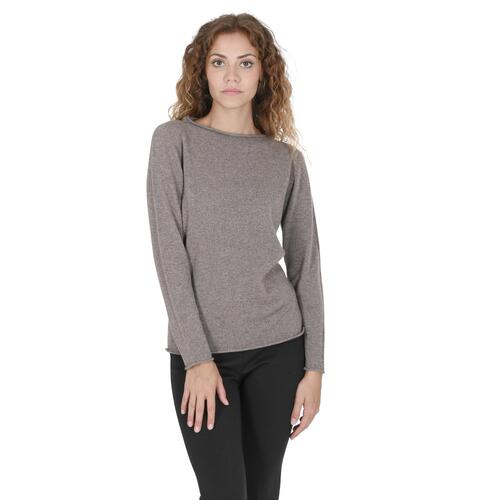 Crown of Edinburgh Cashmere Women's Cashmere Boatneck Sweater in Taupe - L - Main Image