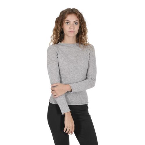 Crown of Edinburgh Cashmere Women's Premium Italian Cashmere Boatneck Sweater in Grigio Cenere - XS - Main Image
