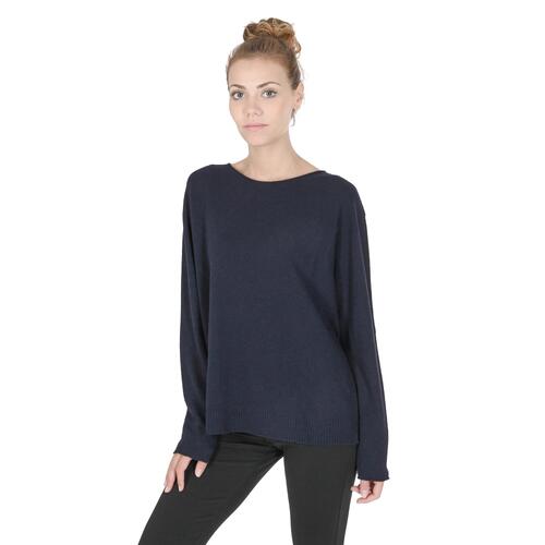 Crown of Edinburgh Cashmere Women's Premium Cashmere Oversize Boatneck Sweater in Navy blue - S - Main Image