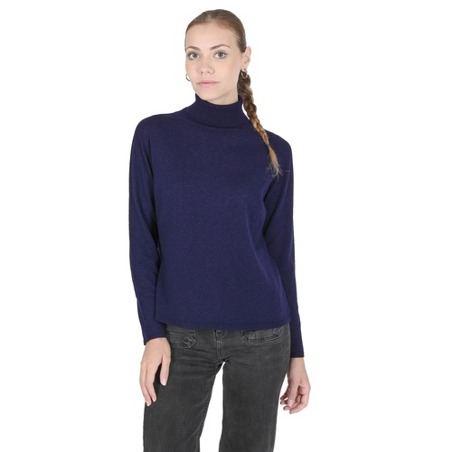 Crown of Edinburgh Cashmere Women's Cashmere Turtleneck Sweater - Italian Craftsmanship in Navy blue - S - Main Image