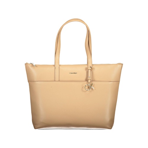 Calvin Klein Women's Beige Zip Closure Chic Shoulder Bag - One Size - Main Image