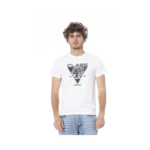 Cavalli Class Men's White Cotton T-Shirt - L - Main Image