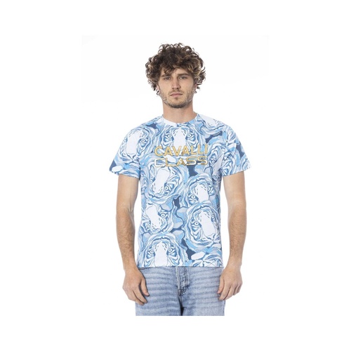 Cavalli Class Men's Light Blue Cotton T-Shirt - XL - Main Image