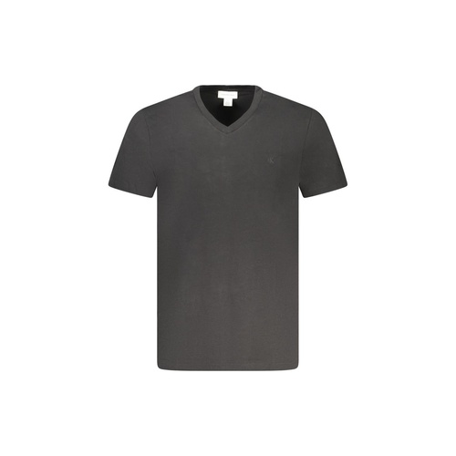 Calvin Klein Men's Black Cotton  V-Neck T-Shirt - M - Main Image