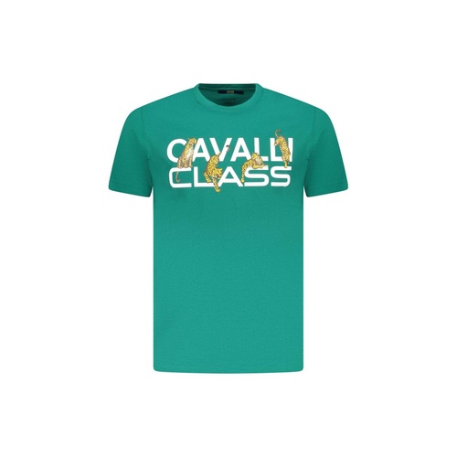 Cavalli Class Men's Green Cotton T-Shirt - XL - Main Image