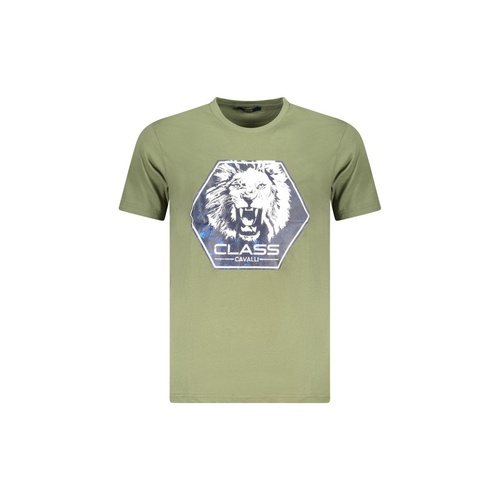 Cavalli Class Men's Green Cotton  T-Shirt - XL - Main Image