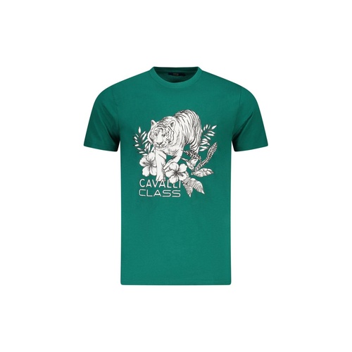 Cavalli Class Men's Green Cotton  T-Shirt - L - Main Image