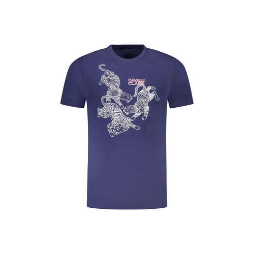 Cavalli Class Men's Blue Cotton  T-Shirt - L - Main Image
