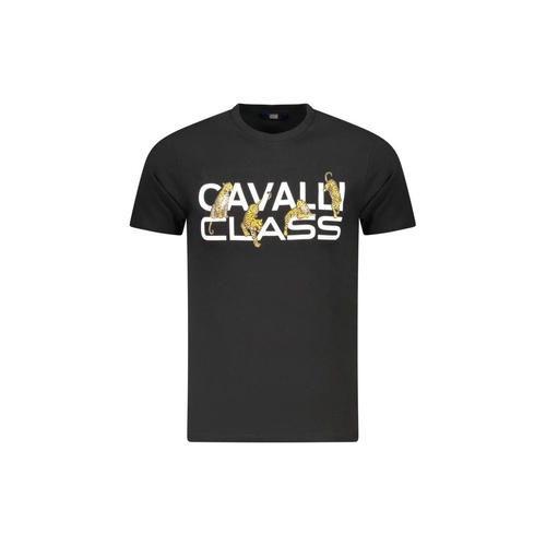 Cavalli Class Men's Black Cotton  T-Shirt - XL - Main Image