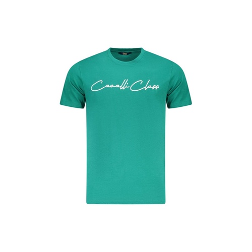Cavalli Class Men's Green Cotton  T-Shirt - XL - Main Image