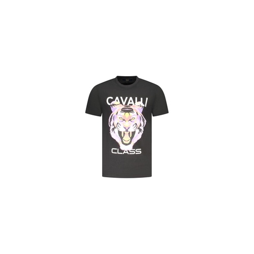Cavalli Class Men's Black Cotton T-Shirt - XL - Main Image