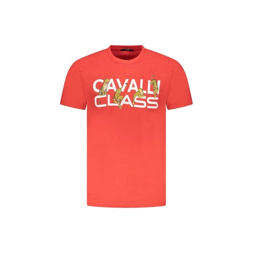 Cavalli Class Men's Red Cotton  T-Shirt - 2XL - Main Image