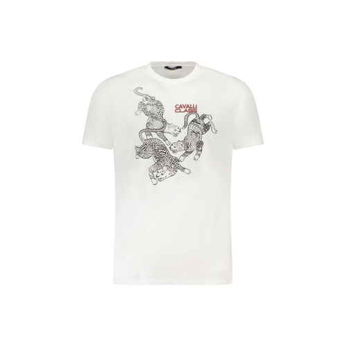 Cavalli Class Men's White Cotton  T-Shirt - M - Main Image