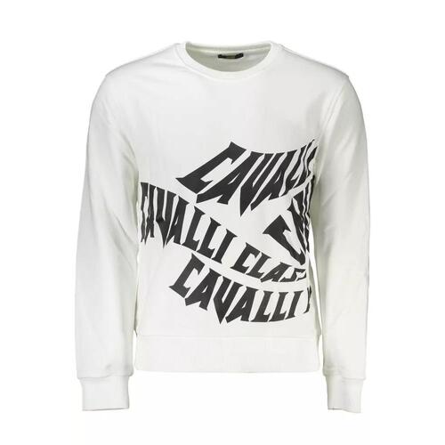 Cavalli Class Men's White Cotton Sweater - L - Main Image