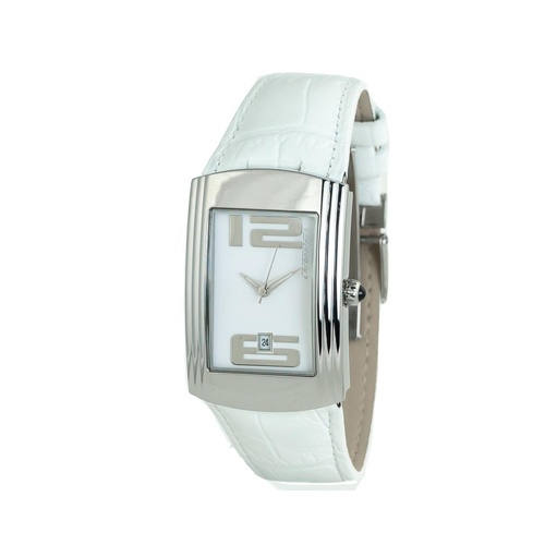 Chronotech Unisex's White Leather Watch - One Size - Main Image