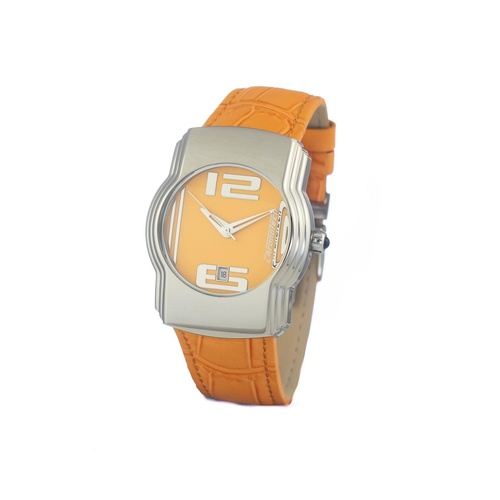 Chronotech Unisex's Orange Leather Watch - One Size - Main Image