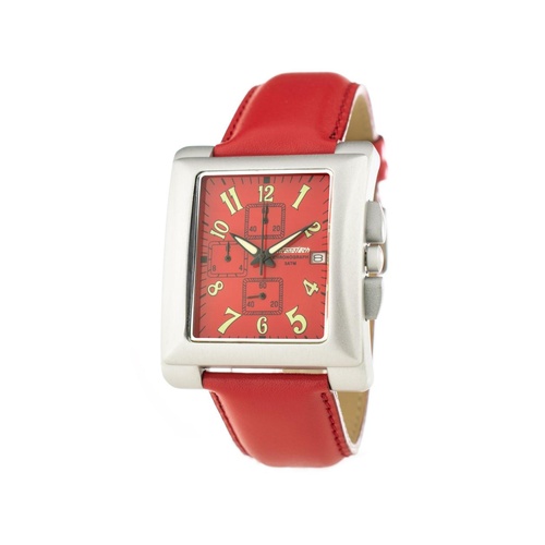 Chronotech Unisex's Red Leather Watch - One Size - Main Image
