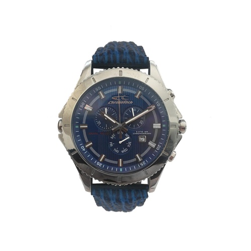 Chronotech Men's Blue Leather Watch - One Size - Main Image