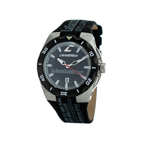Chronotech Men's Black Leather Watch - One Size - Main Image