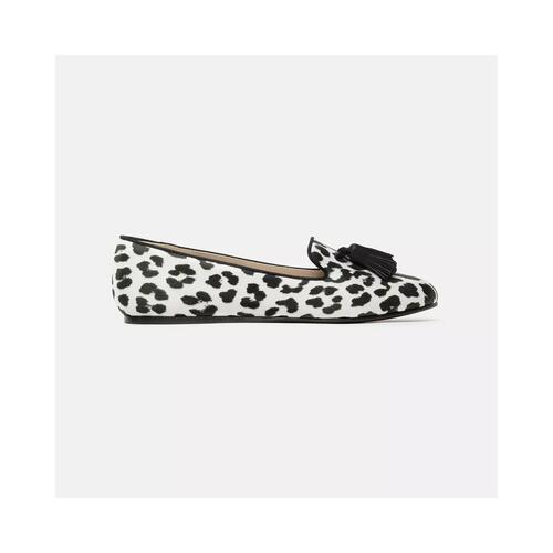 Leopard Print Silk Loafers with Tassel Detail 40 EU Women - Main Image