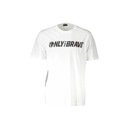 Diesel Men's Crisp White Round Neck Logo Tee - XL - Main Image