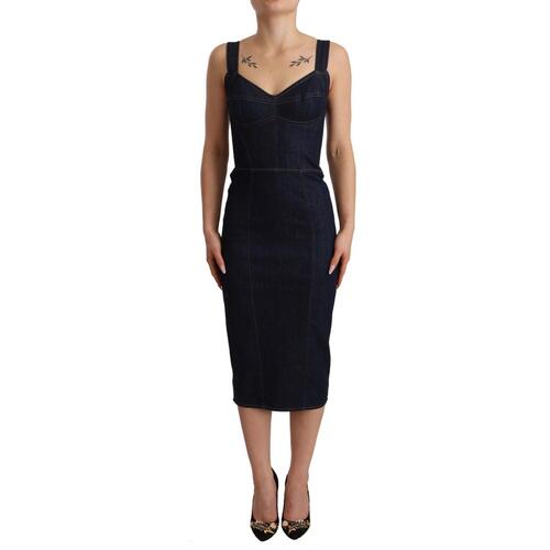 Gorgeous Dolce & Gabbana Denim Sleeveless Sheath Midi Dress 38 IT Women - Main Image