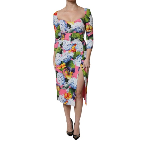 Dolce & Gabbana Women's Multicolor Floral Side Slit Midi Dress - 36 IT - Main Image