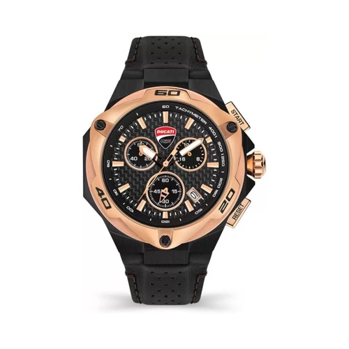 Ducati Men's Black Leather Watch - One Size - Main Image