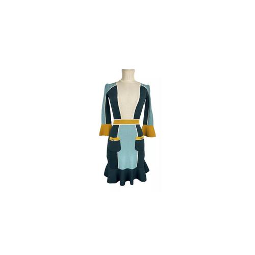 Long-sleeved stretch dress with turtleneck collar and geometric textures 40 IT Women - Main Image