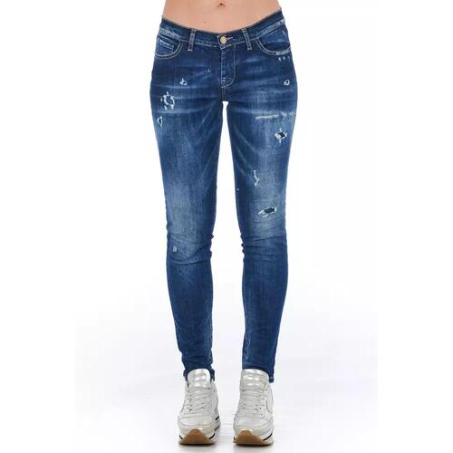 Worn Wash Skinny Denim Jeans with Multi-Pockets W26 US Women - Main Image