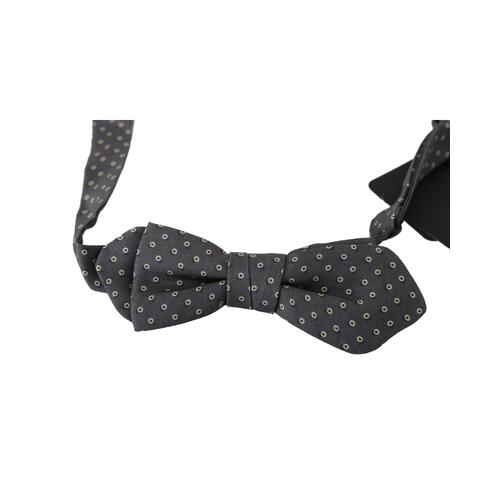 DOLCE & GABBANA Exclusive Gray Circles Pattern Silk Bow Tie One Size Men - Main Image