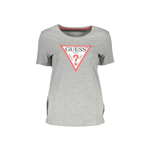 Guess Jeans Women's Chic Gray Printed Logo Tee - XS - Main Image
