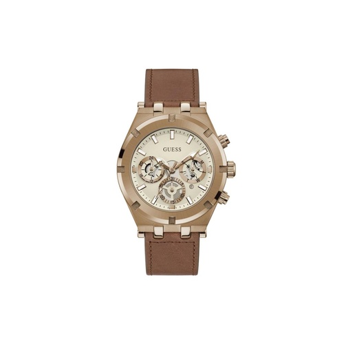 Guess Men's Brown Leather Watch - One Size - Main Image