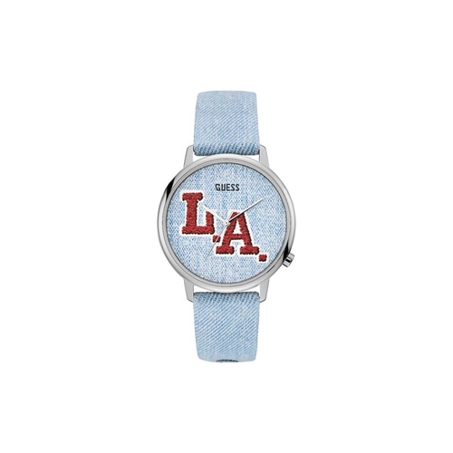 Guess Unisex's Blue Leather Watch - One Size - Main Image