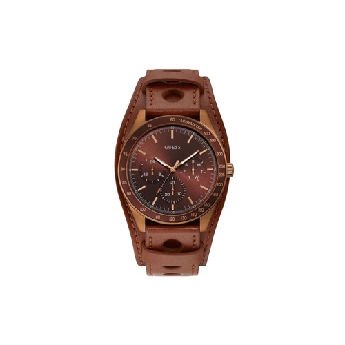 Guess Men's Brown Leather Watch - One Size - Main Image