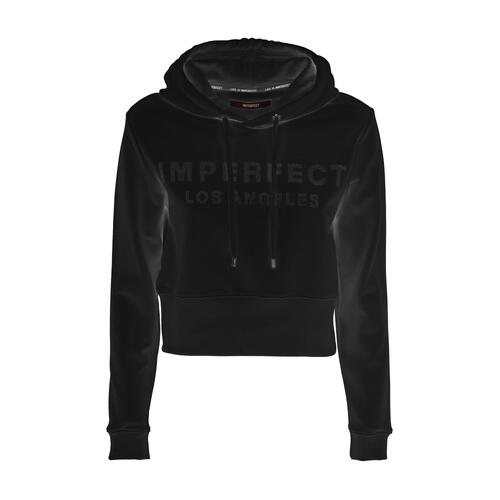 Black Logo Rhinestone Hoodie for Women M Women - Main Image