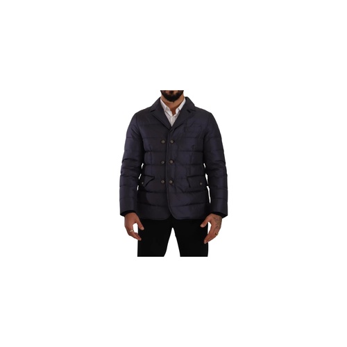 Dolce & Gabbana Men's Blue Silk Goat Coat Blouson Winter Jacket - 52 IT - Main Image